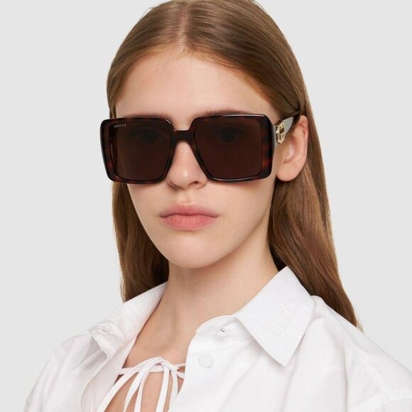 BRAND NEW Gucci GG1692S 002 Havana Brown Square Women Sunglasses GG 1692S